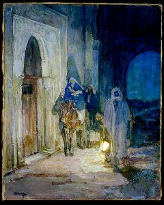 Flight Into Egypt 1923 Henry Ossawa Tanner. Free illustration for personal and commercial use.