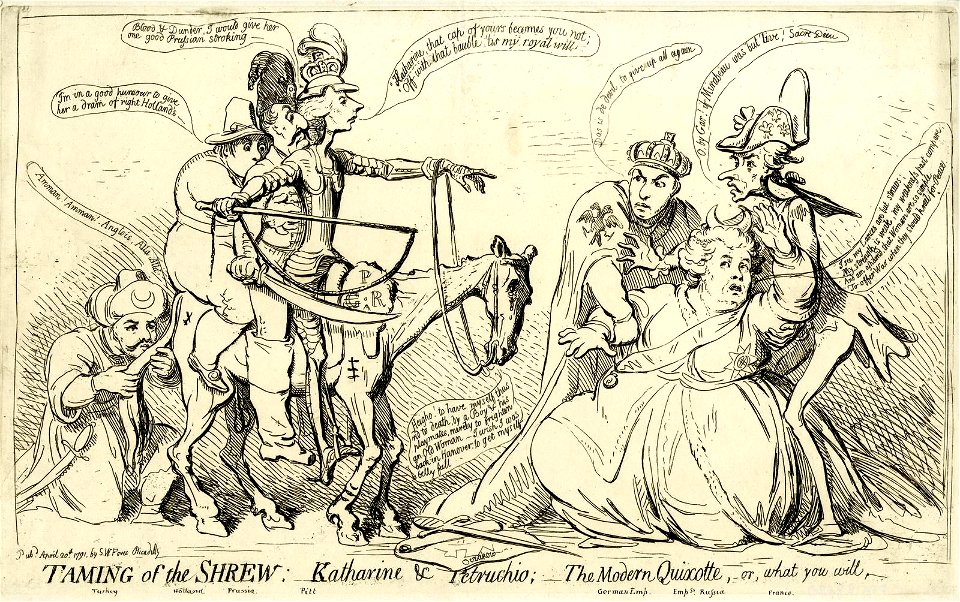 Taming of the shrew-Katharine & Petruchio- the modern Quixotte, or what you will. (BM 1868,0808.6039)