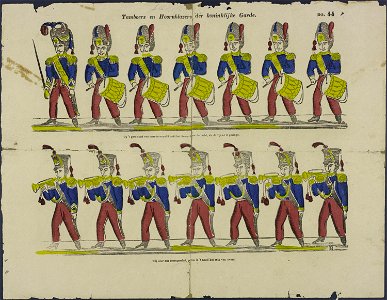 Tamboers en hoornblazers der koninklijke garde-Catchpenny print-Borms 0797