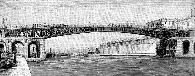 Taranto - Veduta del Ponte Girevole presa dal lato sud-ovest (xilografia)