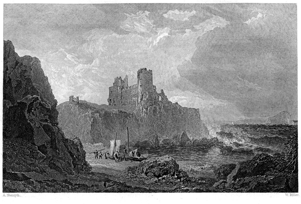 Tantallon Castle engraving by William Miller after J Nasmyth