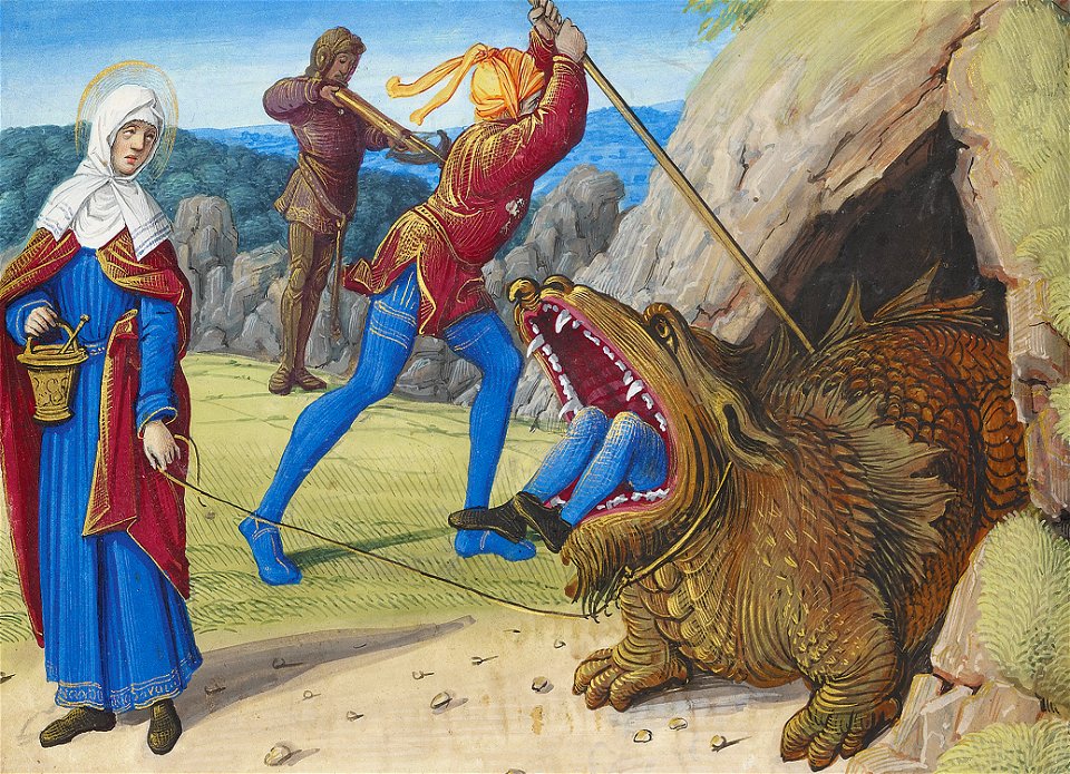 Taming the Tarasque, from Hours of Henry VIII