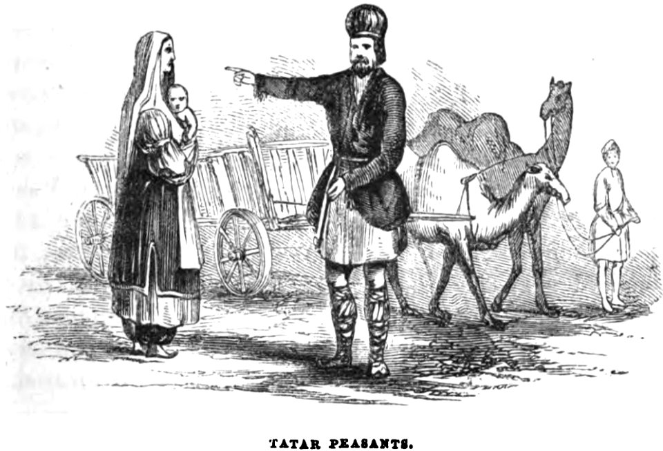 Tatar Peasants. Edmund Spencer. Turkey, Russia, the Black Sea, and Circassia.P.261. Free illustration for personal and commercial use.