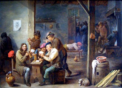 Tavern Scene-1658-David Teniers II. Free illustration for personal and commercial use.