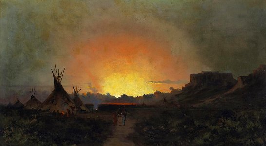 Jules Tavernier - A Sunset in Wyoming (1889)