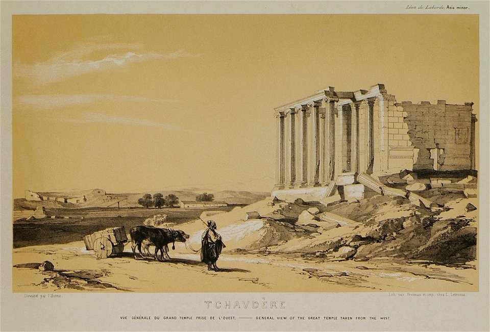 Tchavdère Vue générale du Grand Temple prise de l'Ouest - Laborde Léon Emmanuel Simon Joseph - 1838