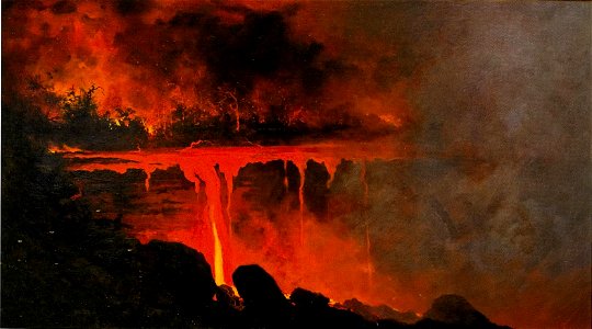 'Untitled (Dripping Lava)' by Jules Tavernier, 1886, oil. Free illustration for personal and commercial use.
