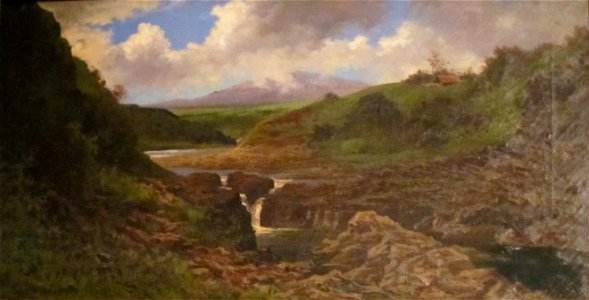 Jules Tavernier - 'Wailuku Falls', oil on canvas, c. 1886, HAA. Free illustration for personal and commercial use.