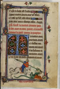 Taymouth Hours - BL YT13 f14r (Guy of Warwick). Free illustration for personal and commercial use.