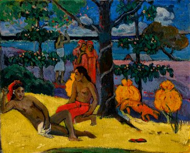 Te Arii Vahine-La Femme aux mangos (II) by Paul Gauguin, 1896. Free illustration for personal and commercial use.