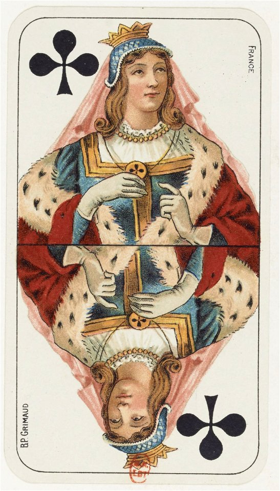 Tarot nouveau - Grimaud - 1898 - Clubs - Queen - Free Stock ...