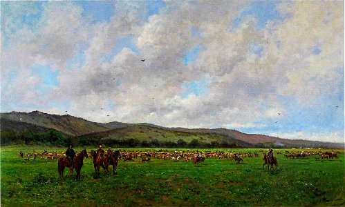 'El Rodeo, Rancho Santa Margarita' by Jules Tavernier, 1884