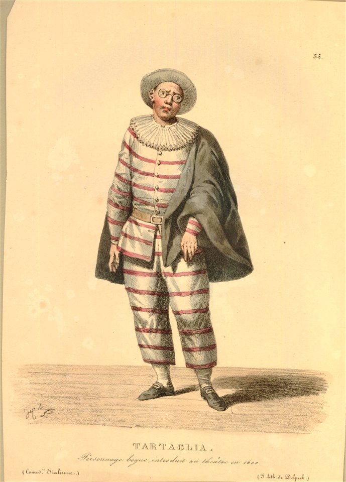 Tartaglia, Personnage begue, introduit au theatre en 1600 (BM 1871,1209.2544 1)