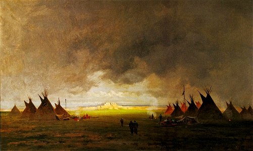 'Red Cloud's Camp at Dawn' by Jules Tavernier, 1874, oil