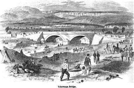 Tchernaya Bridge. George Dodd. Pictorial history of the Russian war 1854-5-6. Free illustration for personal and commercial use.