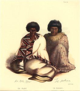 TE WARU, PRINCIPAL CHIEF OF THE NGA TI APAKURA TRIBE. TE PAKARU, PRINCIPAL CHIEF OF THE NGA TI MANIAPOTO TRIBE, The New Zealanders Illustrated, 1847