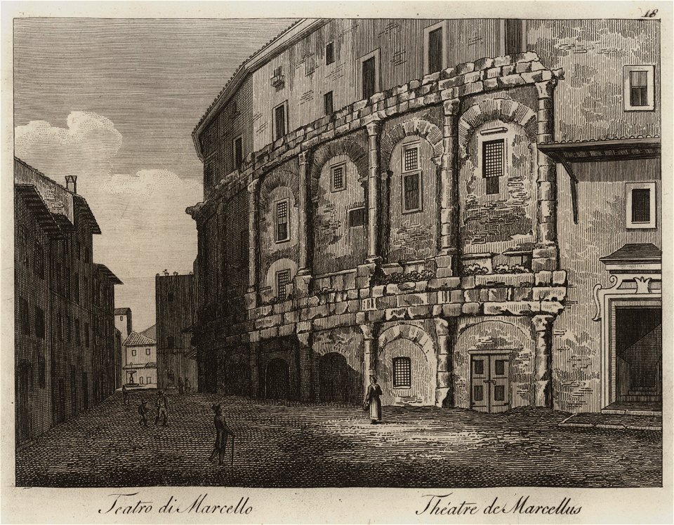 Teatro di Marcello - Li Monumenti Piú Celebri Di Roma Antica E Moderna Disegnati Da Vero Ed Incisi Dai Migliori Artisti Rome Presso Po - 1850