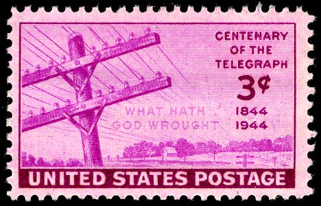 Telegraph 3c 1944 issue U.S. stamp. Free illustration for personal and commercial use.