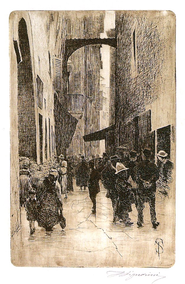 Telemaco Signorini acquaforte, Il ghetto,1874