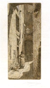 Telemaco Signorini acquaforte, Vicolo dei Lontani Morti, 1874