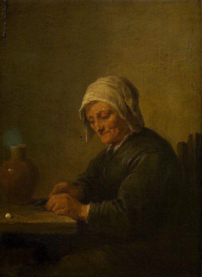 David Teniers de Jonge - Oude vrouw die tabak snijdt (KMSKA)
