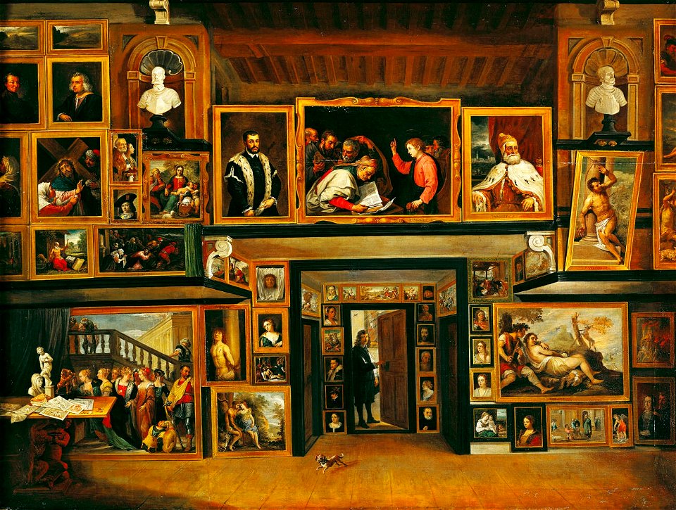 Teniers-david-the-younger-1610-1690-painting-view-of-the-picture-gallery-BD4EK7