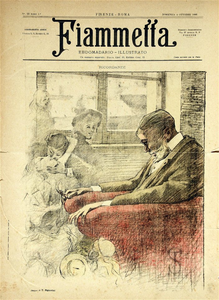 Telemaco Signorini - Ricordanze, ilustração para o periódico Fiammetta