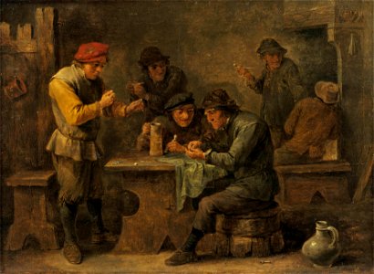 David Teniers (II) - Landbouwers spelen Dobbelstenen