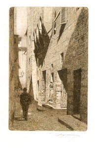 Telemaco Signorini acquaforte, La casa di Dante Castiglione, 1874