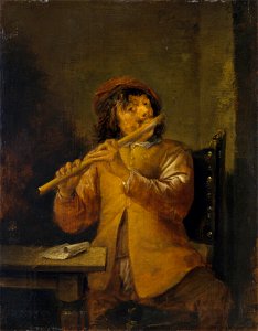 David Teniers (II) - Fluitist (1630s). Free illustration for personal and commercial use.