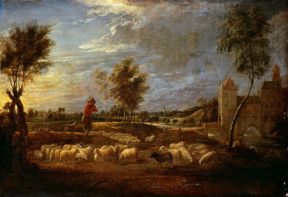 Teniers, David the younger - Sunset Landscape with a Shepherd and his Flock - Google Art Project