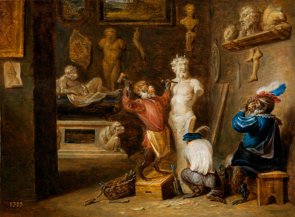 Teniers-mono escultor