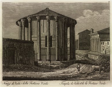 Tempi di Vesta e della Fortuna Virile - Li Monumenti Piú Celebri Di Roma Antica E Moderna Disegnati Da Vero Ed Incisi Dai Migliori Artisti Rome Presso Po - 1850