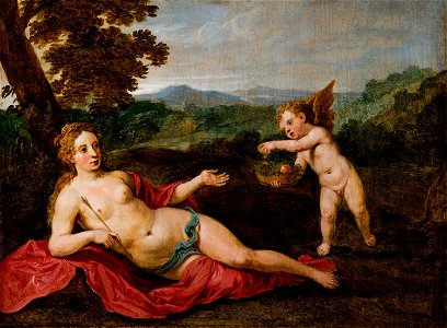 David Teniers after Paris Bordone - Venus and Cupid - 1161. Free illustration for personal and commercial use.