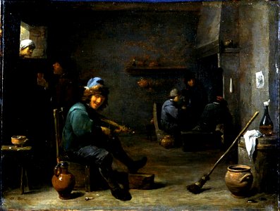 David Teniers (II) - Fiddler in a Tavern. Free illustration for personal and commercial use.