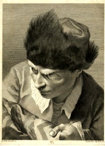 Teodoro Viero - Head of a man wearing a fur cap looking downwards to the left, after Piazzetta. 1774, 1888,0716.179