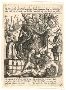 Terwijl Alva vrijt met de hoer van Babylon raakt de economie van het land in verval, ca. 1572. Free illustration for personal and commercial use.