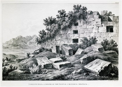 Terrace wall and drains of the Temple of Minerva Kranaia - Dodwell Edward - 1834. Free illustration for personal and commercial use.