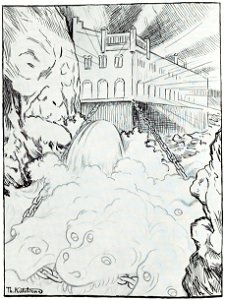 Th.Kittelsen. Trollene er temmet, 1907. Skisse til Svælgfos