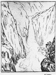 Th.Kittelsen. Skisse til Fossen (1907). Free illustration for personal and commercial use.