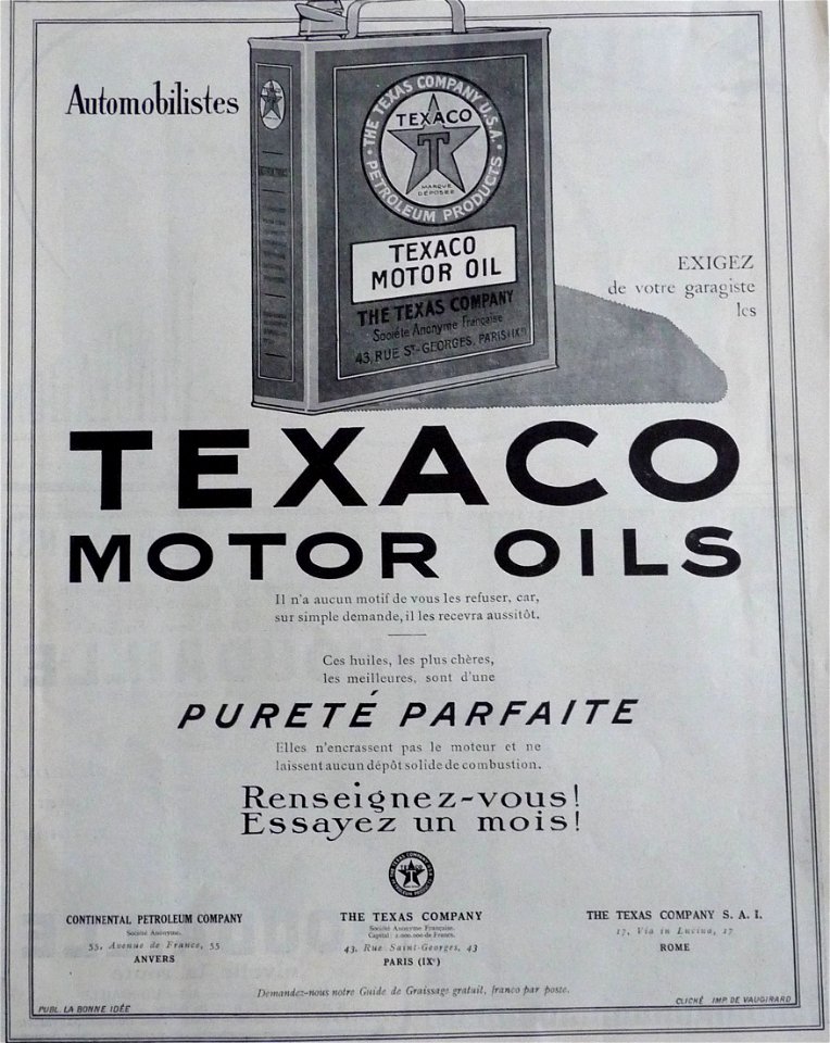 Texaco Motor Oils-1924