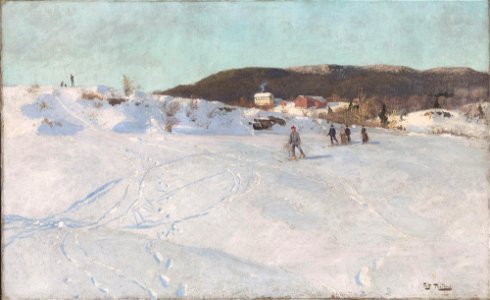 Frits Thaulow - Vinter, Vestre Aker - NG.M.01137 - National Museum of Art, Architecture and Design. Free illustration for personal and commercial use.
