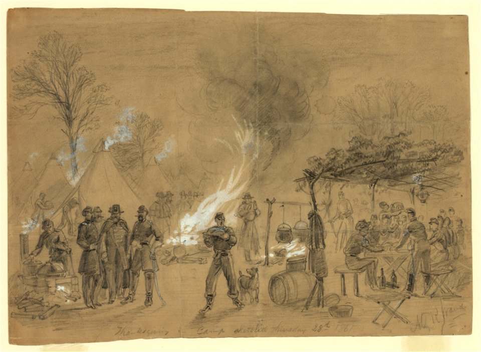Thanksgiving in camp sketched Thursday 28th 1861 LCCN2004660226