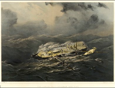 The 'Sutlej' East Indiaman, 1200 Tons. In a Hurricane off the Cape on the Morning of April 1st 1848 at 1-2 past 3 - in Lat 36.20 S Lon 23.58 E RMG PY0601
