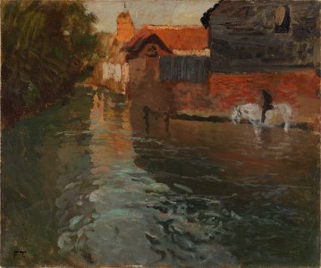 Frits Thaulow - River in northern France - NG.M.00724 - National Museum of Art, Architecture and Design. Free illustration for personal and commercial use.