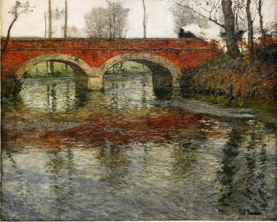 Thaulow Franskt flodlandskap med stenbro