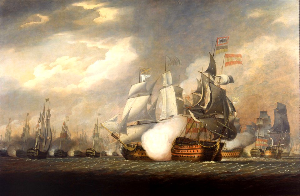The 'Victory' Raking the Spanish 'Salvador del Mundo' at the Battle of Cape St Vincent, 14 February, 1797 RMG BHC0485