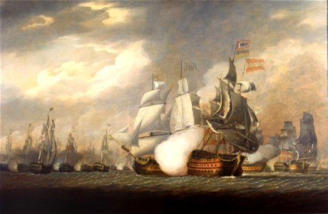 The 'Victory' Raking the Spanish 'Salvador del Mundo' at the Battle of Cape St Vincent, 14 February, 1797 RMG BHC0485