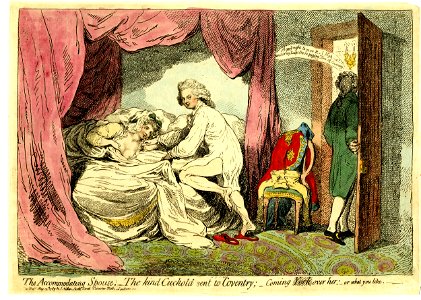 The accomodating spouse; - the kind cuckold sent to Conventry; - coming York over her; - or what you like. (BM 1851,0901.451)