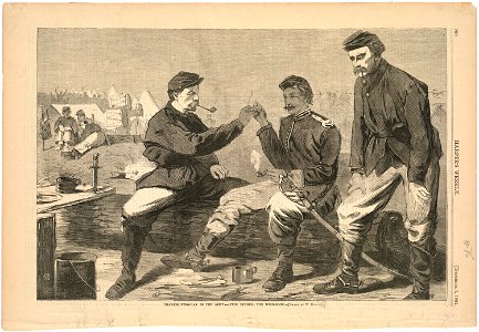 Thanksgiving-Day in the army. -- After dinner the wish-bone (Boston Public Library)